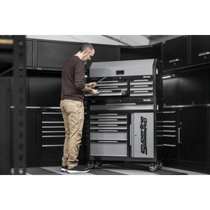 Sealey AP1080GR Superline Pro® Topchest & Rollcab Combination 12 Drawer & 1 Door Cupboard - Grey - AP1080GR - Sealey Tools UK - Trade Counter Direct