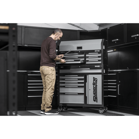 Sealey AP1080GR Superline Pro® Topchest & Rollcab Combination 12 Drawer & 1 Door Cupboard - Grey - AP1080GR - Sealey Tools UK - Trade Counter Direct