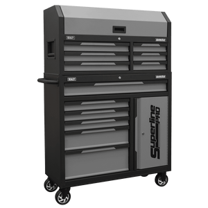 Sealey AP1080GR Superline Pro® Topchest & Rollcab Combination 12 Drawer & 1 Door Cupboard - Grey - AP1080GR - Sealey Tools UK - Trade Counter Direct