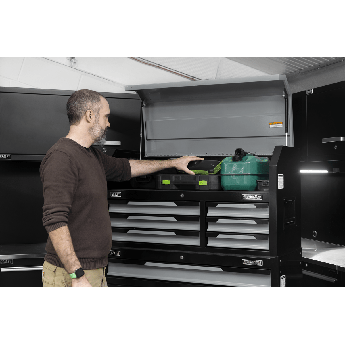 Sealey AP1080GR Superline Pro® Topchest & Rollcab Combination 12 Drawer & 1 Door Cupboard - Grey - AP1080GR - Sealey Tools UK - Trade Counter Direct