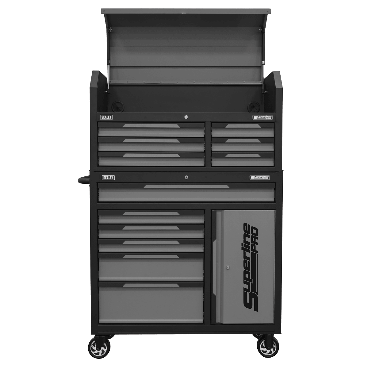 Sealey AP1080GR Superline Pro® Topchest & Rollcab Combination 12 Drawer & 1 Door Cupboard - Grey - AP1080GR - Sealey Tools UK - Trade Counter Direct