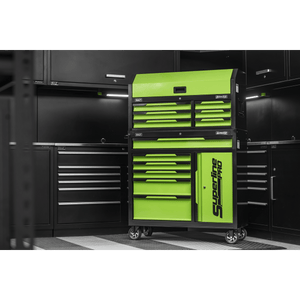 Sealey AP1080HVG Superline Pro® Topchest & Rollcab Combination 12 Drawer & 1 Door Cupboard - Green - AP1080HVG - Sealey Tools UK - Trade Counter Direct