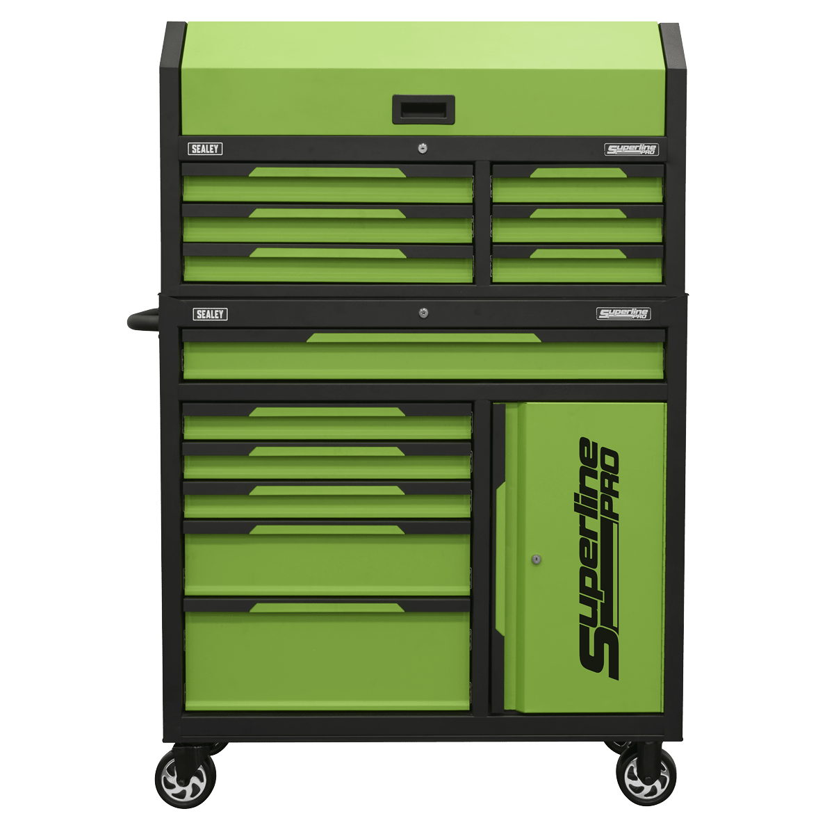 Sealey AP1080HVG Superline Pro® Topchest & Rollcab Combination 12 Drawer & 1 Door Cupboard - Green - AP1080HVG - Sealey Tools UK - Trade Counter Direct
