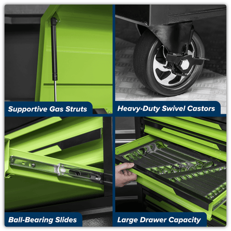Sealey AP1080HVG Superline Pro® Topchest & Rollcab Combination 12 Drawer & 1 Door Cupboard - Green - AP1080HVG - Sealey Tools UK - Trade Counter Direct