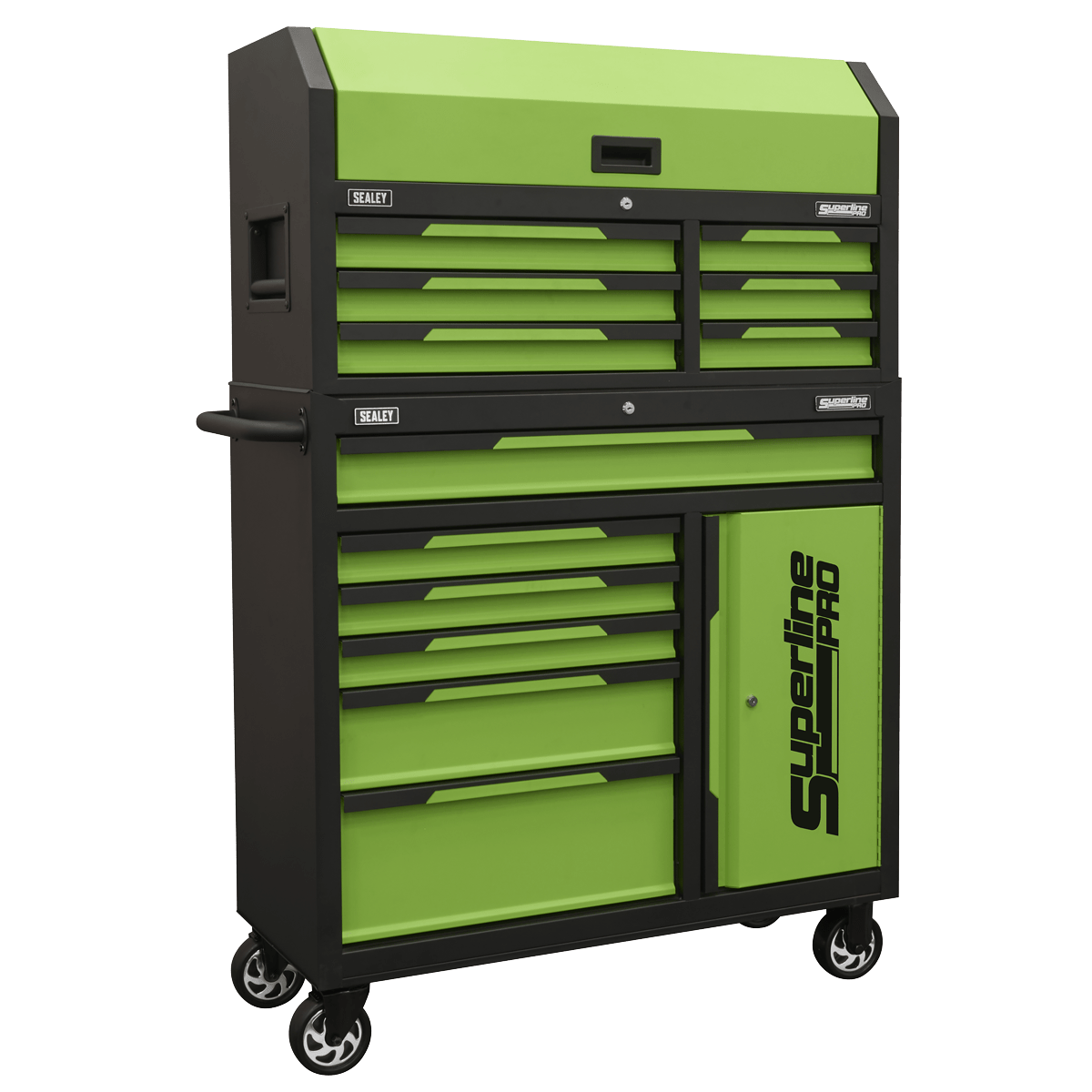 Sealey AP1080HVG Superline Pro® Topchest & Rollcab Combination 12 Drawer & 1 Door Cupboard - Green - AP1080HVG - Sealey Tools UK - Trade Counter Direct