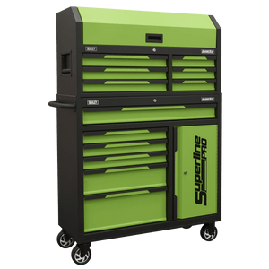 Sealey AP1080HVG Superline Pro® Topchest & Rollcab Combination 12 Drawer & 1 Door Cupboard - Green - AP1080HVG - Sealey Tools UK - Trade Counter Direct