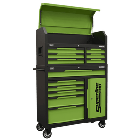 Sealey AP1080HVG Superline Pro® Topchest & Rollcab Combination 12 Drawer & 1 Door Cupboard - Green - AP1080HVG - Sealey Tools UK - Trade Counter Direct