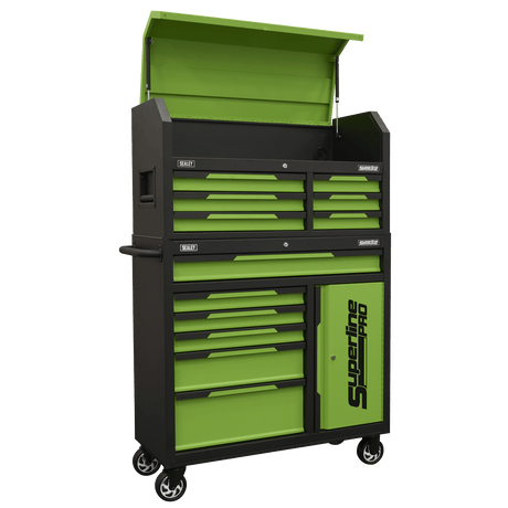 Sealey AP1080HVG Superline Pro® Topchest & Rollcab Combination 12 Drawer & 1 Door Cupboard - Green - AP1080HVG - Sealey Tools UK - Trade Counter Direct