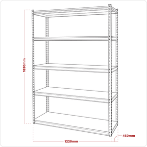 Sealey AP1200R Racking Unit with 5 Shelves 220kg Capacity Per Level - AP1200R - Sealey Tools UK - Trade Counter Direct
