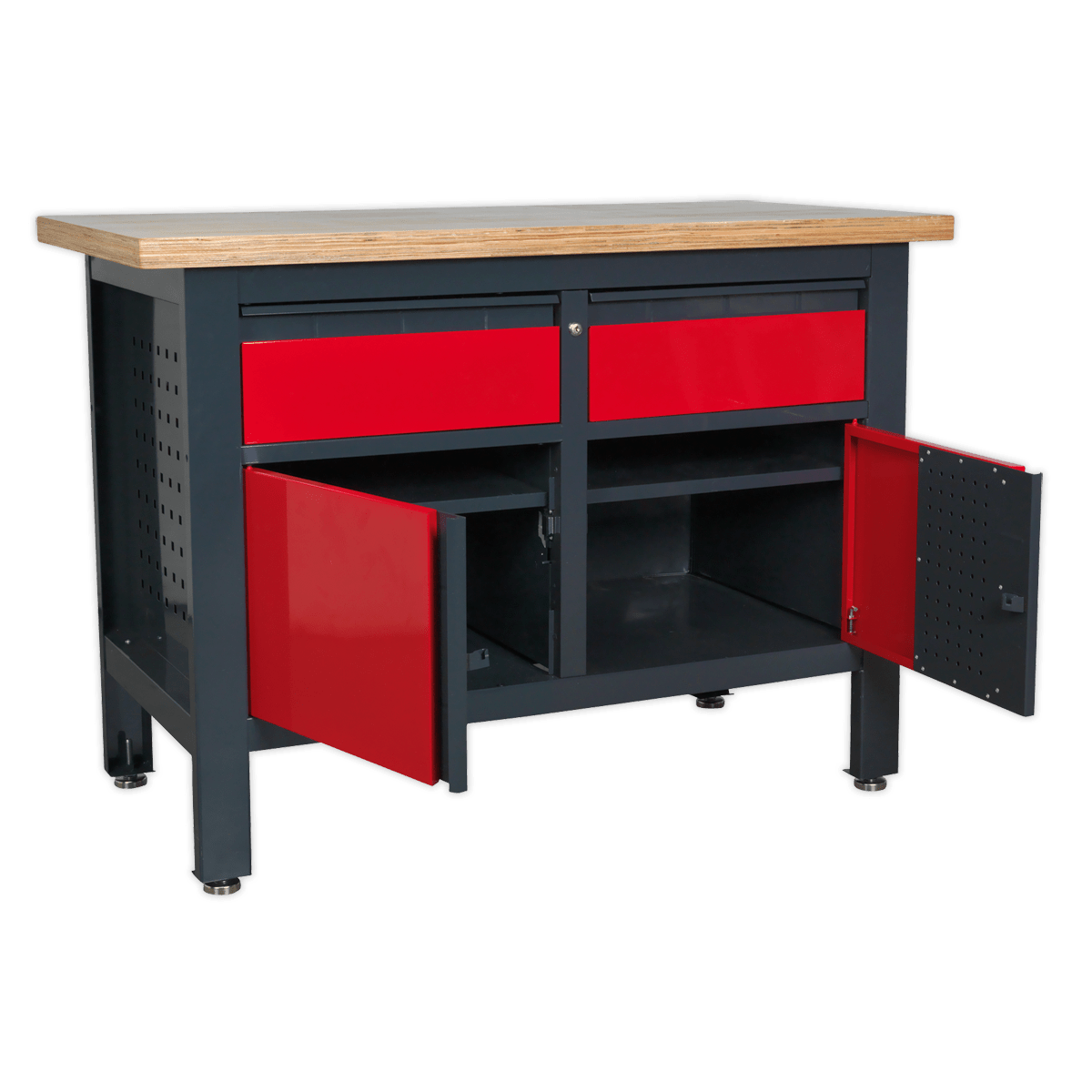 Sealey AP1372A Workbench with 2 Drawers & 2 Cupboards - AP1372A - Sealey Tools UK - Trade Counter Direct
