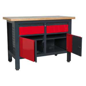 Sealey AP1372A Workbench with 2 Drawers & 2 Cupboards - AP1372A - Sealey Tools UK - Trade Counter Direct