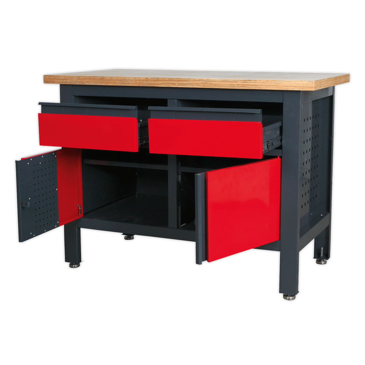 Sealey AP1372A Workbench with 2 Drawers & 2 Cupboards - AP1372A - Sealey Tools UK - Trade Counter Direct