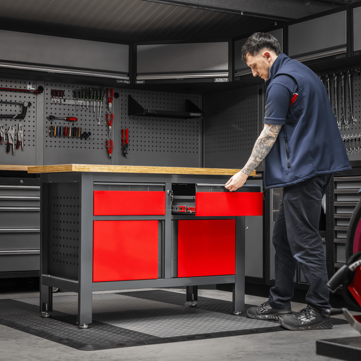 Sealey AP1372A Workbench with 2 Drawers & 2 Cupboards - AP1372A - Sealey Tools UK - Trade Counter Direct