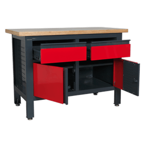 Sealey AP1372A Workbench with 2 Drawers & 2 Cupboards - AP1372A - Sealey Tools UK - Trade Counter Direct