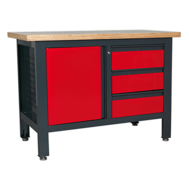 Sealey AP1372B Workstation with 3 Drawers & Cupboard - AP1372B - Sealey Tools UK - Trade Counter Direct