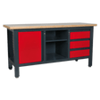 Sealey AP1905B Workbench with 3 Drawers, 1 Cupboard & Open Storage - AP1905B - Sealey Tools UK - Trade Counter Direct