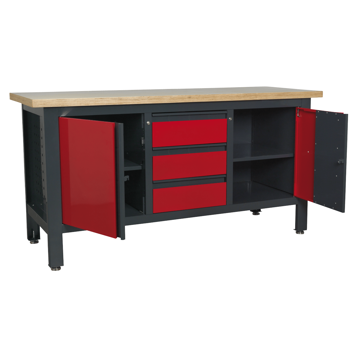 Sealey AP1905C Workbench with 3 Drawers & 2 Cupboards - AP1905C - Sealey Tools UK - Trade Counter Direct