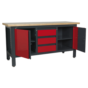 Sealey AP1905C Workbench with 3 Drawers & 2 Cupboards - AP1905C - Sealey Tools UK - Trade Counter Direct
