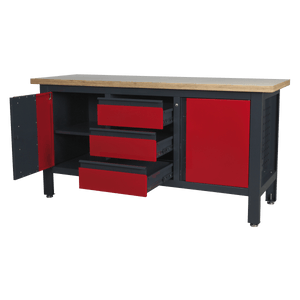 Sealey AP1905C Workbench with 3 Drawers & 2 Cupboards - AP1905C - Sealey Tools UK - Trade Counter Direct