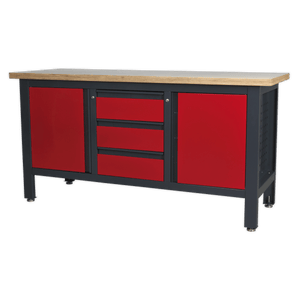 Sealey AP1905C Workbench with 3 Drawers & 2 Cupboards - AP1905C - Sealey Tools UK - Trade Counter Direct