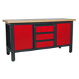 Sealey AP1905C Workbench with 3 Drawers & 2 Cupboards - AP1905C - Sealey Tools UK - Trade Counter Direct