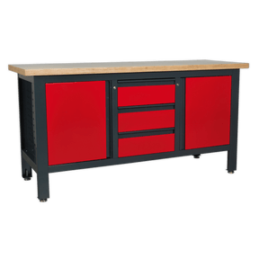 Sealey AP1905C Workbench with 3 Drawers & 2 Cupboards - AP1905C - Sealey Tools UK - Trade Counter Direct