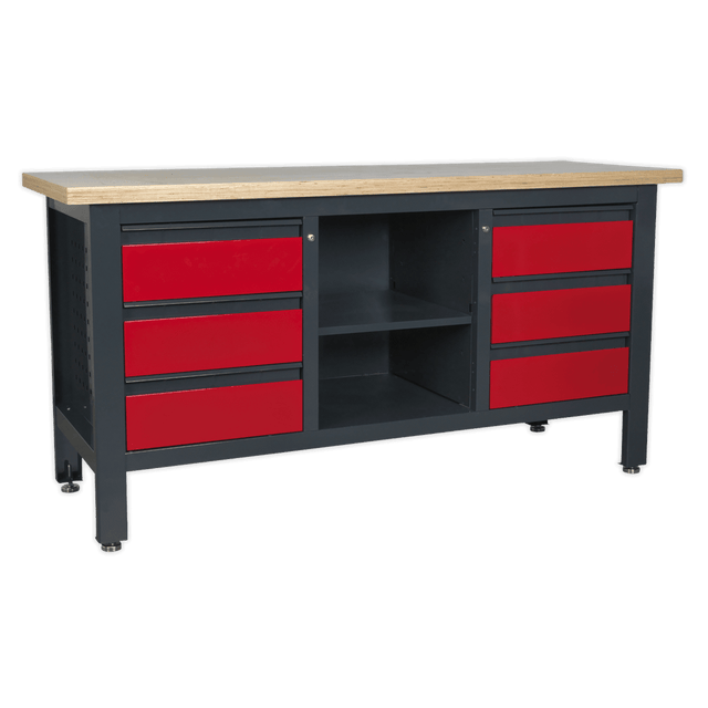 Sealey AP1905D Workstation with 6 Drawers & Open Storage - AP1905D - Sealey Tools UK - Trade Counter Direct