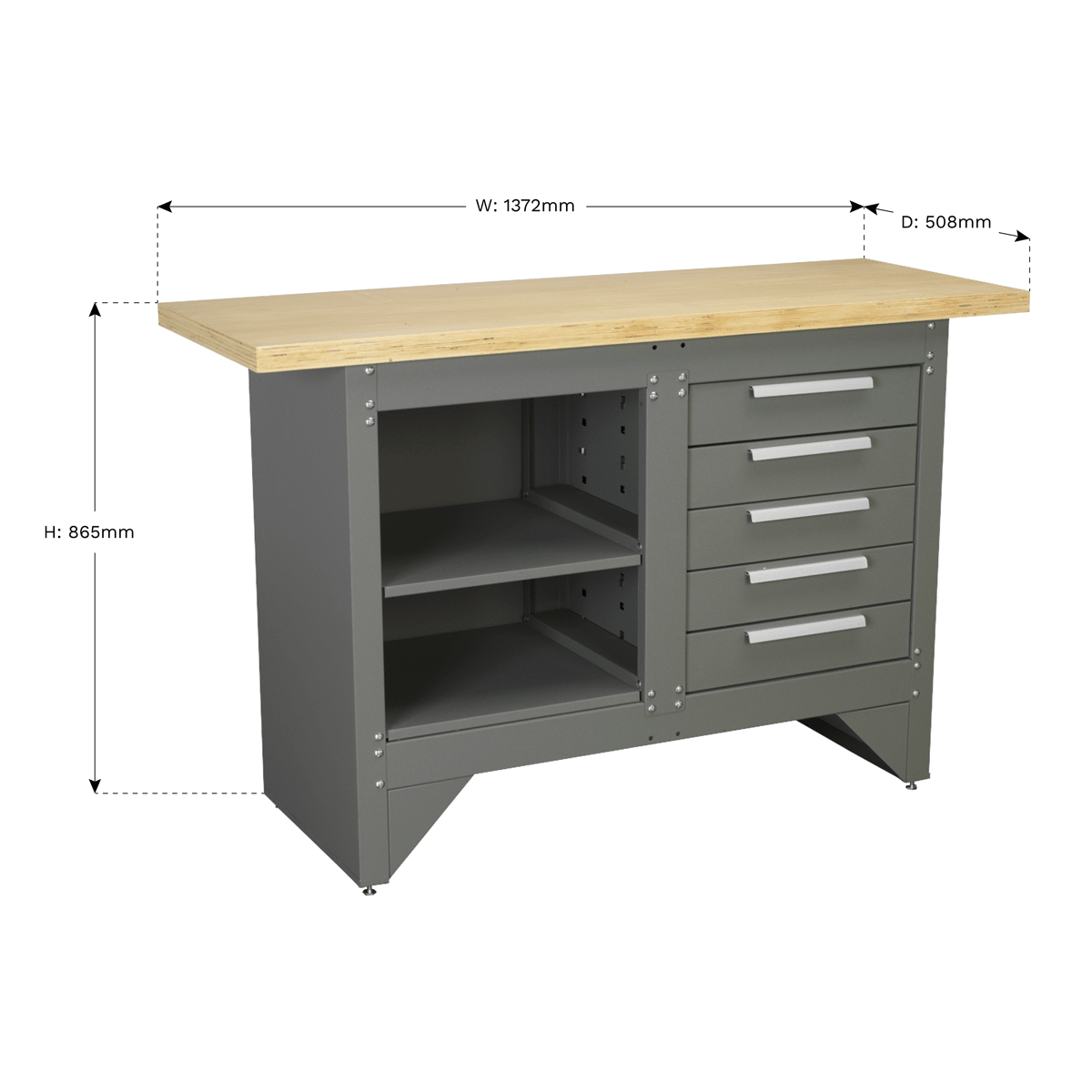 Sealey AP2030BB Heavy-Duty Workbench with 5 Drawers - AP2030BB - Sealey Tools UK - Trade Counter Direct