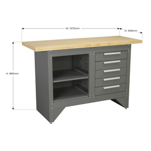 Sealey AP2030BB Heavy-Duty Workbench with 5 Drawers - AP2030BB - Sealey Tools UK - Trade Counter Direct