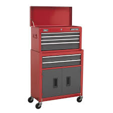 Sealey AP2200BB Topchest & Rollcab Combination 6 Drawer with Ball Bearing Runners - Red/Grey - Tool Chests - SLY-15854 - Sealey Tools UK - Trade Counter Direct