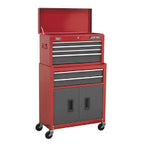 Sealey AP2200BB Topchest & Rollcab Combination 6 Drawer with Ball Bearing Runners - Red/Grey - Tool Chests - SLY-15854 - Sealey Tools UK - Trade Counter Direct