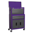 Sealey AP2200BBCP Topchest & Rollcab Combination 6 Drawer with Ball - Bearing Slides - Purple/Grey - AP2200BBCP - Sealey Tools UK - Trade Counter Direct
