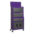 Sealey AP2200BBCPSTACK Topchest, Mid - Box & Rollcab 9 Drawer Stack - Purple - AP2200BBCPSTACK - Sealey Tools UK - Trade Counter Direct