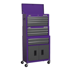 Sealey AP2200BBCPSTACK Topchest, Mid - Box & Rollcab 9 Drawer Stack - Purple - AP2200BBCPSTACK - Sealey Tools UK - Trade Counter Direct
