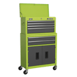 Sealey AP2200BBHV American PRO® Topchest & Rollcab Combination 6 Drawer - Green/Grey - AP2200BBHV - Sealey Tools UK - Trade Counter Direct