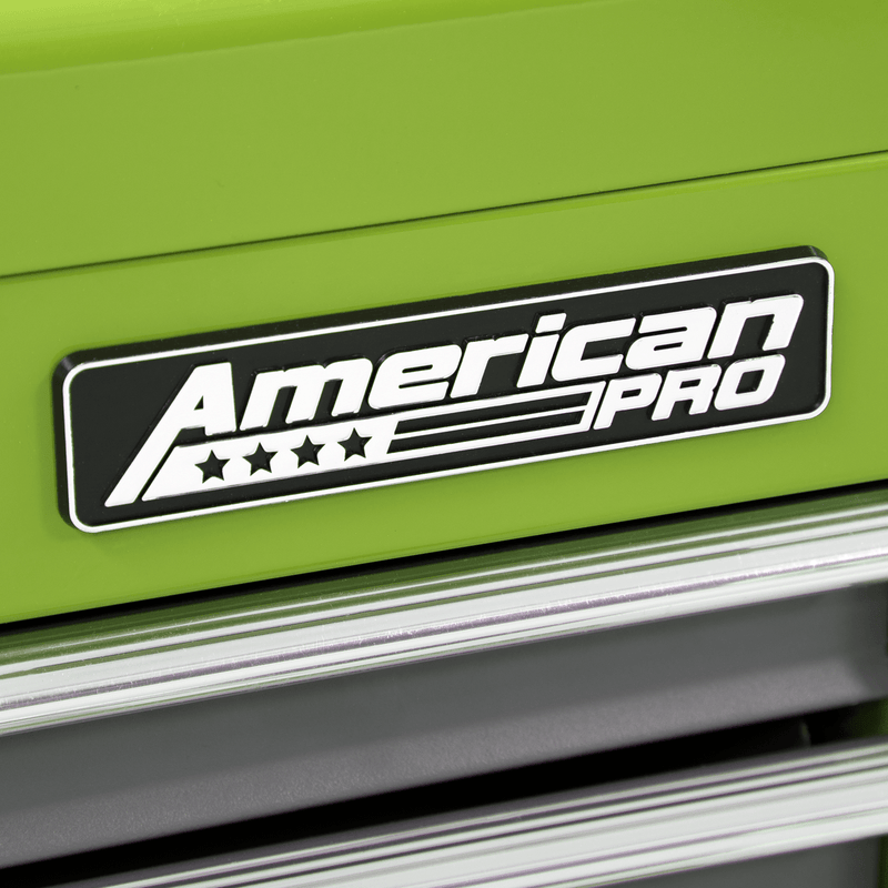 Sealey AP2200BBHVSTACK American PRO® Topchest, Mid-Box Tool Chest & Rollcab 9 Drawer Stack - Green - AP2200BBHVSTACK - Sealey Tools UK - Trade Counter Direct