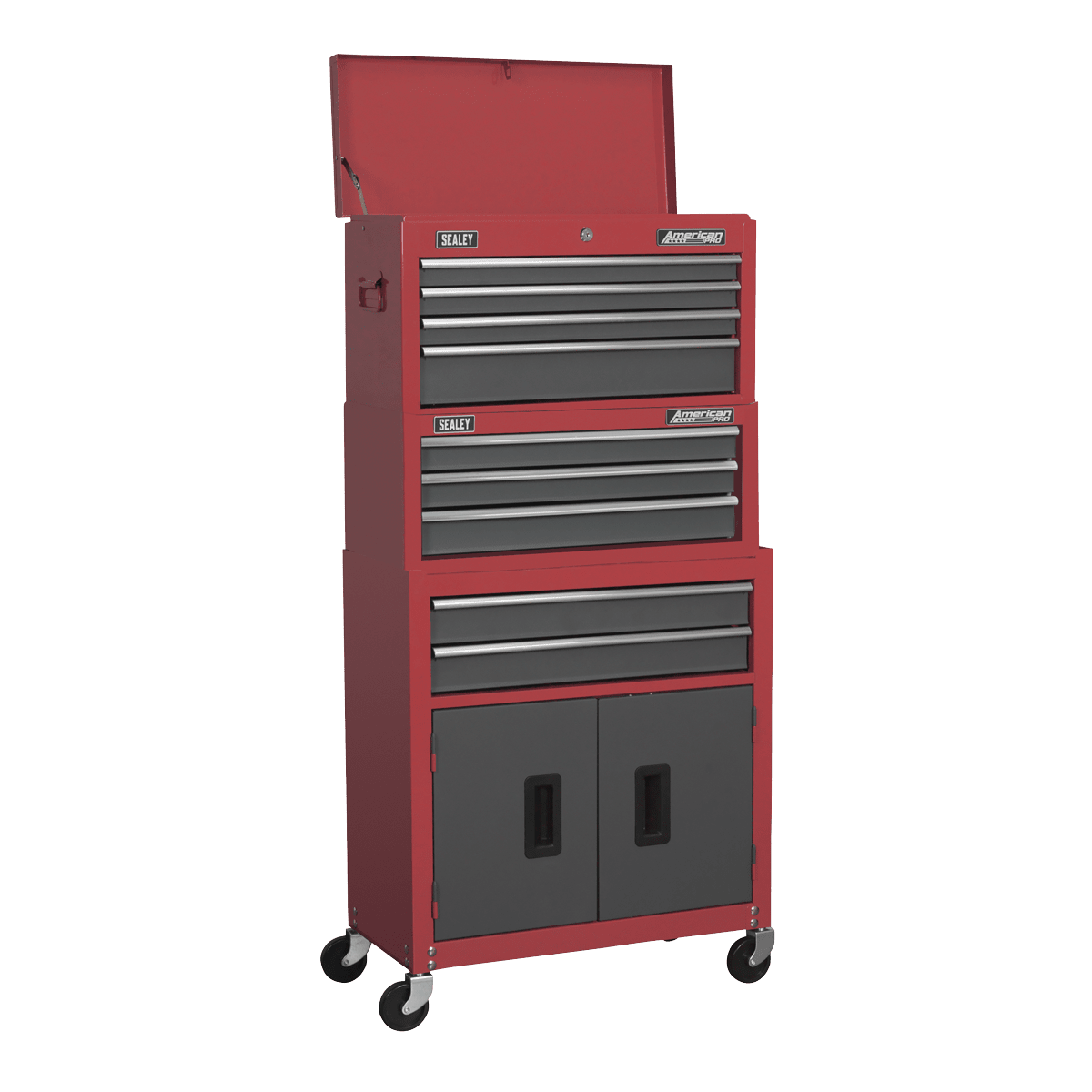 Sealey AP2200BBSTACK Topchest, Mid - Box & Rollcab 9 Drawer Stack - Red - AP2200BBSTACK - Sealey Tools UK - Trade Counter Direct
