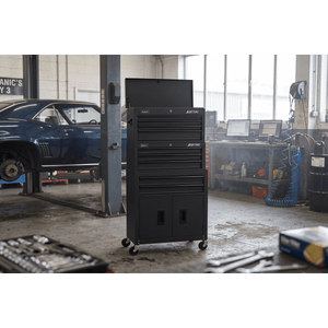 Sealey AP2200BKSTACK American PRO® Topchest, Mid-Box Tool Chest & Rollcab Stack 9 Drawer - Black - AP2200BKSTACK - Sealey Tools UK - Trade Counter Direct