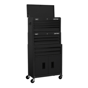 Sealey AP2200BKSTACK American PRO® Topchest, Mid-Box Tool Chest & Rollcab Stack 9 Drawer - Black - AP2200BKSTACK - Sealey Tools UK - Trade Counter Direct