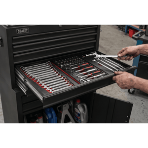 Sealey AP2200BKSTACK American PRO® Topchest, Mid-Box Tool Chest & Rollcab Stack 9 Drawer - Black - AP2200BKSTACK - Sealey Tools UK - Trade Counter Direct