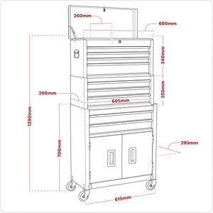Sealey AP2200BKSTACK American PRO® Topchest, Mid-Box Tool Chest & Rollcab Stack 9 Drawer - Black - AP2200BKSTACK - Sealey Tools UK - Trade Counter Direct