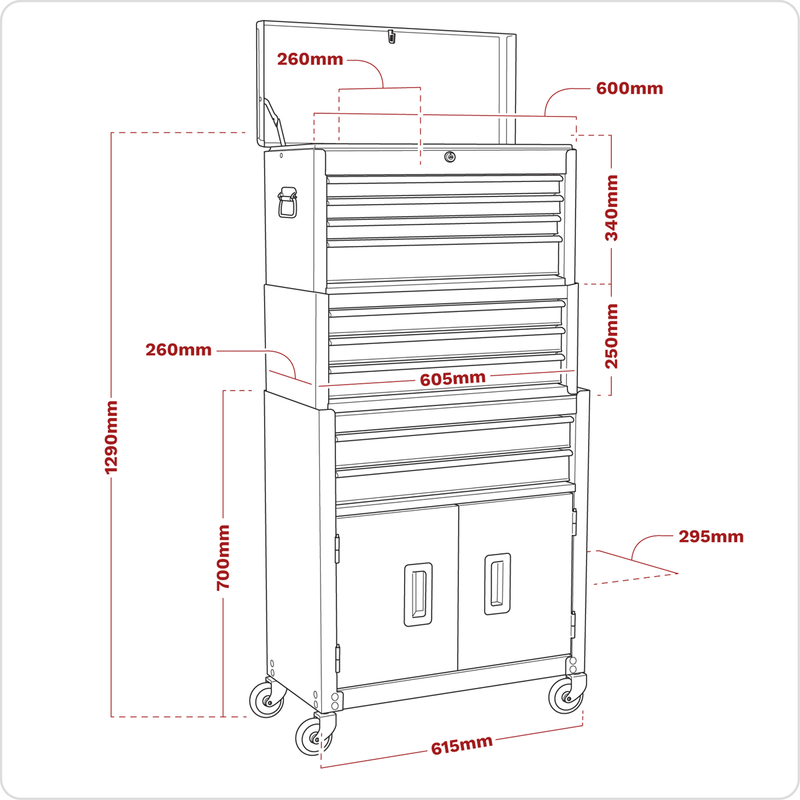 Sealey AP2200BKSTACK American PRO® Topchest, Mid-Box Tool Chest & Rollcab Stack 9 Drawer - Black - AP2200BKSTACK - Sealey Tools UK - Trade Counter Direct
