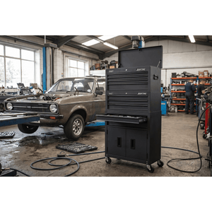 Sealey AP2200BKSTACK American PRO® Topchest, Mid-Box Tool Chest & Rollcab Stack 9 Drawer - Black - AP2200BKSTACK - Sealey Tools UK - Trade Counter Direct
