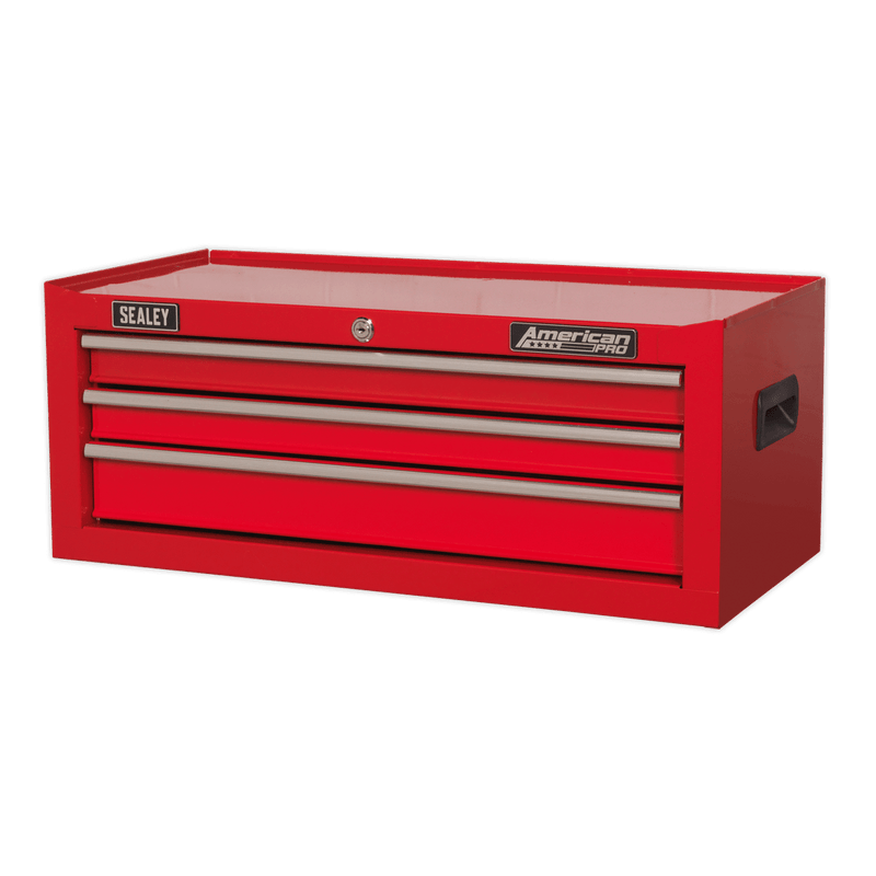Sealey AP223 American PRO® Mid-Box Tool Chest 3 Drawer - Red - AP223 - Sealey Tools UK - Trade Counter Direct