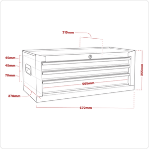 Sealey AP223 American PRO® Mid-Box Tool Chest 3 Drawer - Red - AP223 - Sealey Tools UK - Trade Counter Direct
