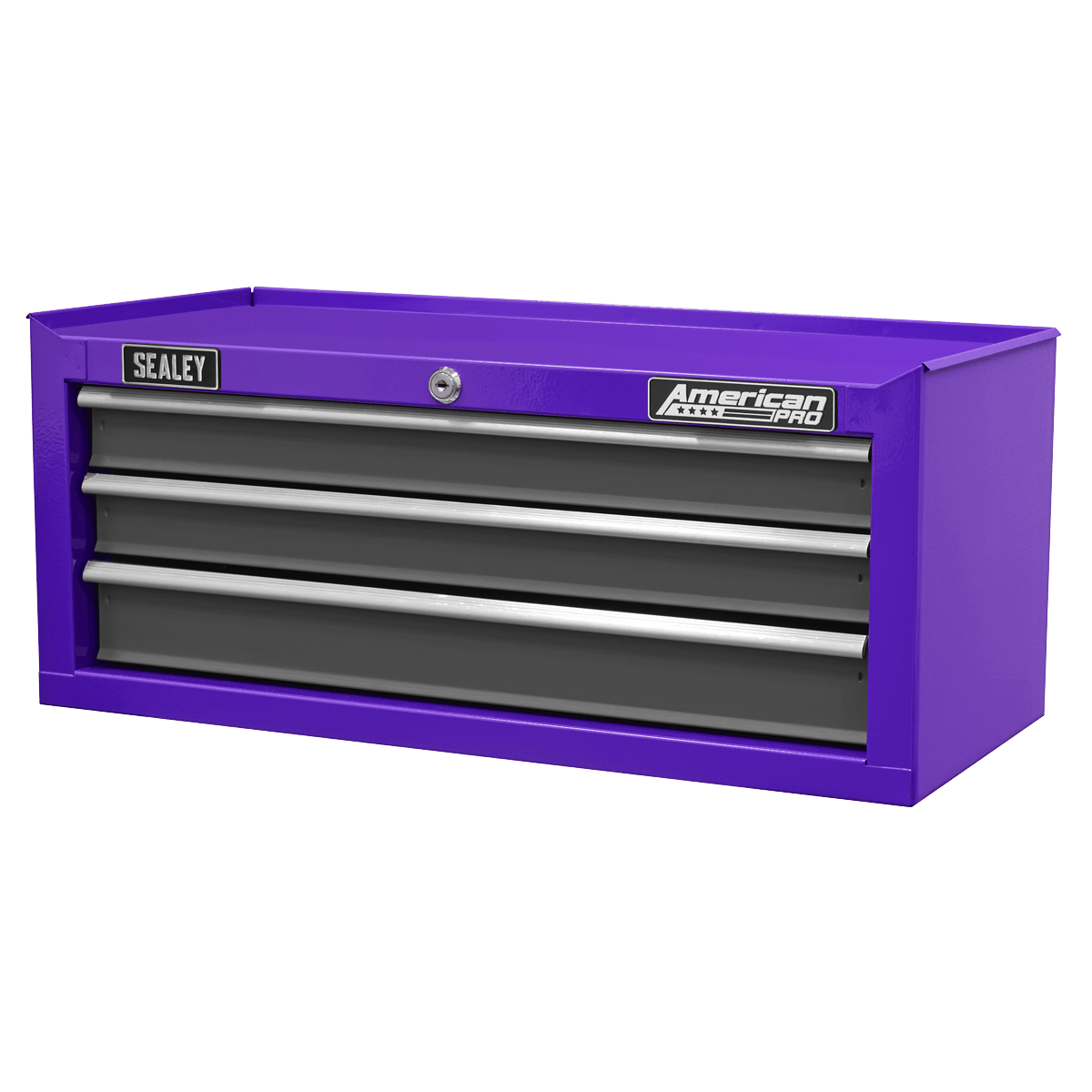 Sealey AP22309BBCP American PRO® Mid-Box Tool Chest 3 Drawer - Purple/Grey - AP22309BBCP - Sealey Tools UK - Trade Counter Direct