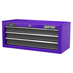 Sealey AP22309BBCP American PRO® Mid-Box Tool Chest 3 Drawer - Purple/Grey - AP22309BBCP - Sealey Tools UK - Trade Counter Direct