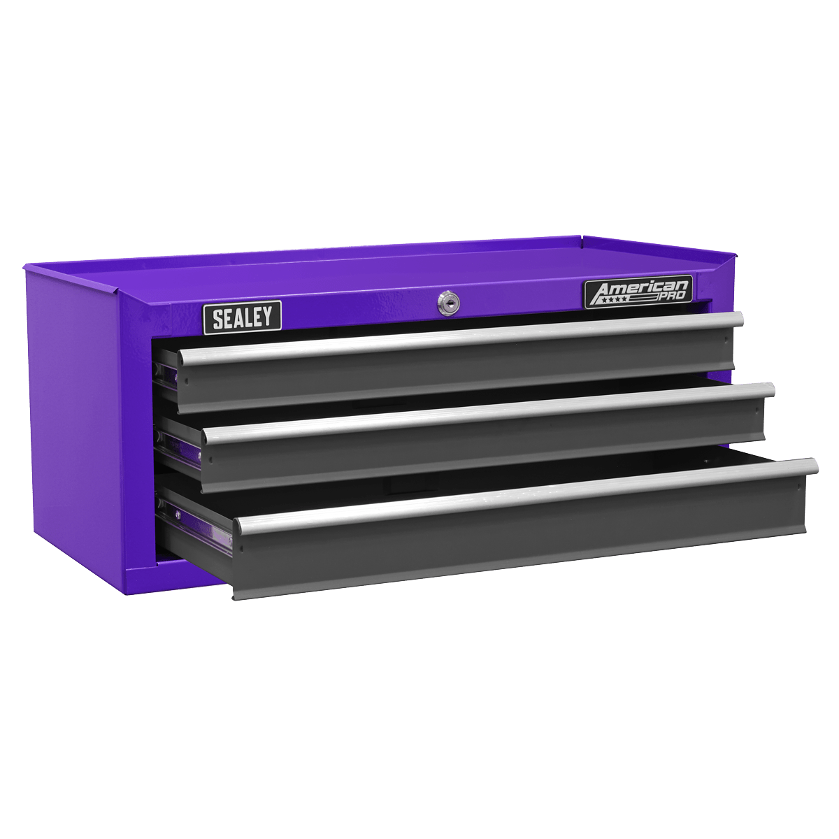 Sealey AP22309BBCP American PRO® Mid-Box Tool Chest 3 Drawer - Purple/Grey - AP22309BBCP - Sealey Tools UK - Trade Counter Direct