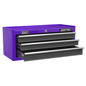 Sealey AP22309BBCP American PRO® Mid-Box Tool Chest 3 Drawer - Purple/Grey - AP22309BBCP - Sealey Tools UK - Trade Counter Direct