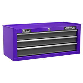 Sealey AP22309BBCP American PRO® Mid-Box Tool Chest 3 Drawer - Purple/Grey - AP22309BBCP - Sealey Tools UK - Trade Counter Direct